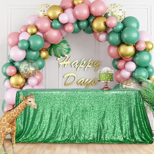 Sequin Tablecloth 90x132 Inch Green for Wedding Party