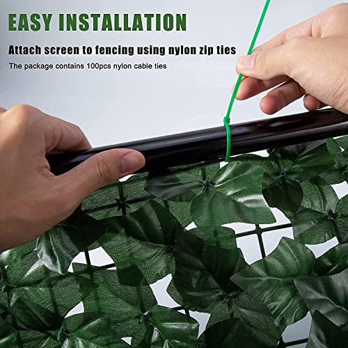 Faux Ivy Privacy Fence Screen Outdoor Expandable Artificial Greenery Roll Fake Hedge Wall Patio Green Plastic Leaf Plant Vine Grass Panels Gate Covering for Garden Yard Balcony