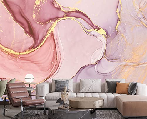 Gilding Marble Pink wall Mural Wallpaper for Bedroom 178" x 117" (144.6 Sq Ft)
