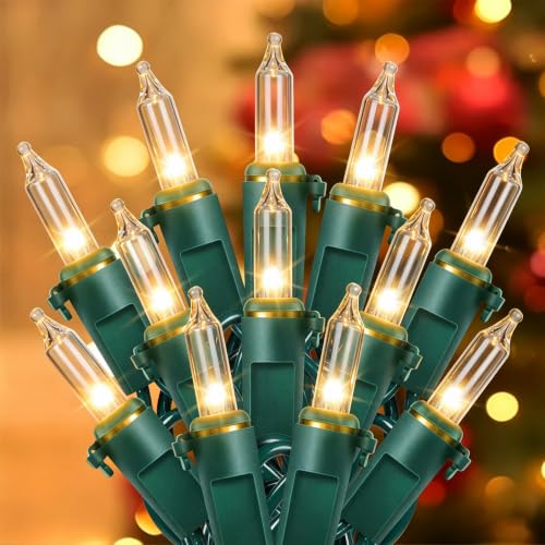 Clear Christmas Lights Set 2 Pack 50 Count Green Wire Mini Lights (26 Foot)