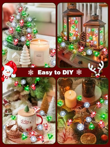Christmas Tree Santa Snowflake Fairy Lights Battery Operated with Remote