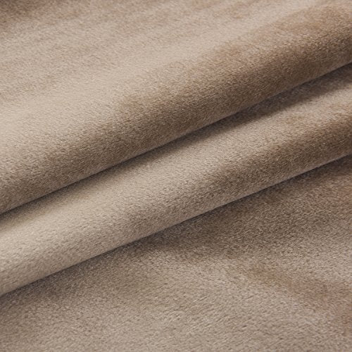 Super Soft Luxury Velvet Curtains Set of 2 Sand Color Room Darkening Blackout Drapes Drapery Cream 52 Inch Wide by 84 Inch Length with Grommet Sand