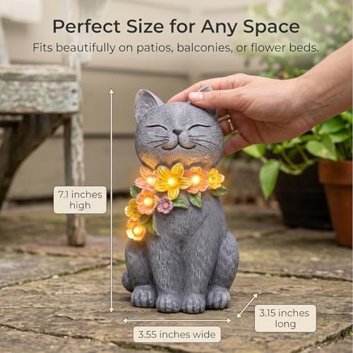Solar Cat Garden Statue for Outdoor Decor