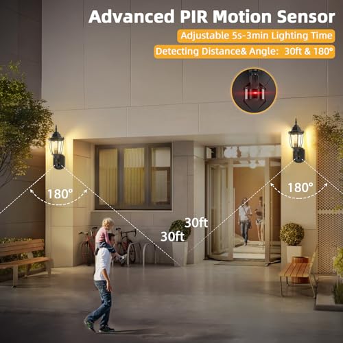 Motion Sensor Outdoor Wall Lights Fixtures (2 Count)
