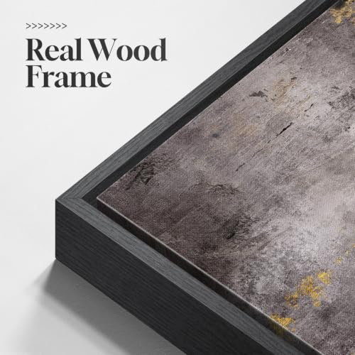 Large Framed Black Grey and Gold Abstract Wall Art for Living Room