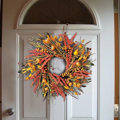 24In Fall Harvest Wreath for Front Door Autumn Thanksgiving Decor