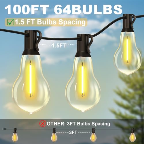 100FT Outdoor String Lights64+4 Bulbs (100 Foot)