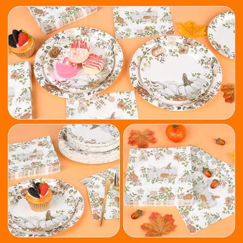 150Pcs Fall Paper Plates and Napkins Party Supplies Autumn Plates Napkin (150 Count)