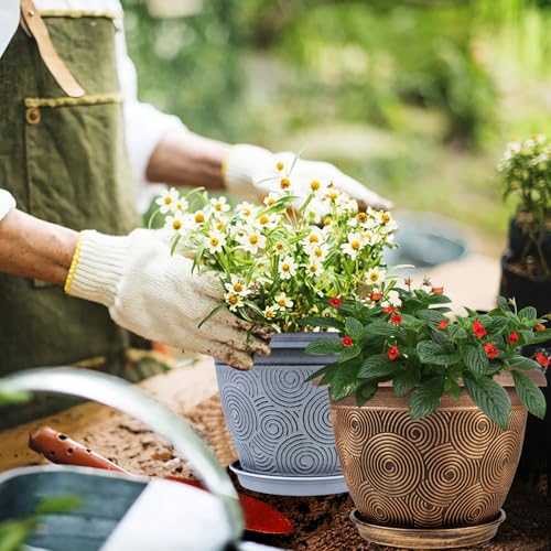 8 Inch Flower Pots Planters for Indoor Outdoor Plants (4 Count)
