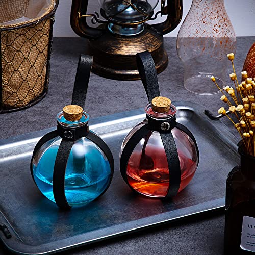 6 Pcs Halloween Glass Potion Bottles with Cork Belt (6 Count)