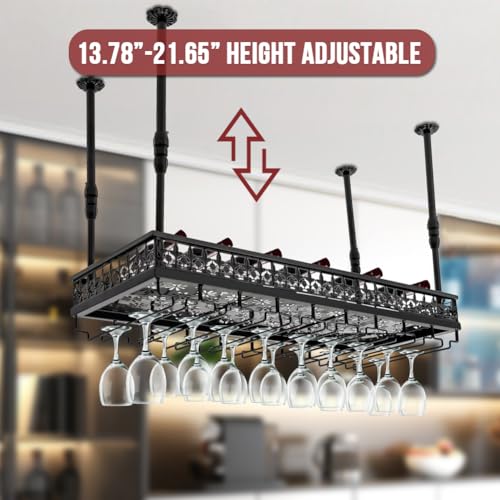 Hanging Wine Rack with Glass Holder