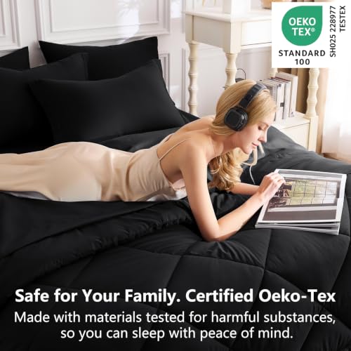 Full Comforter Set 82"x86" Black