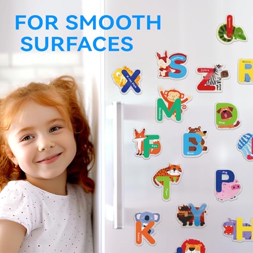 26 PCS Alphabet Animal Gel Stickers Colorful Uppercase Animal Stickers and ABC Window Decals Ideal for Toddlers Spelling Learning for Home Classroom and Nursery Thick Removable & Reusable (26 Count)