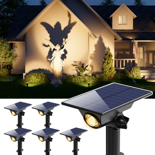 6 Pc Solar Power Spotlight Outdoor Waterproof Landscape with 3 Bright Modes (6 Count)