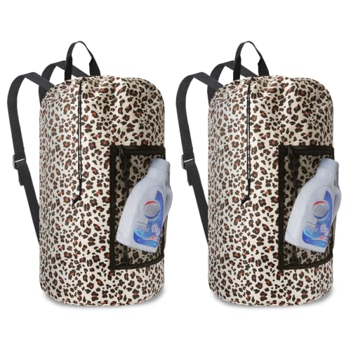 Laundry Bag Backpack Durable Laundry Bag with Shoulder Straps and Mesh Pockets Portable Laundry Hamper Dirty Clothes Bag for College