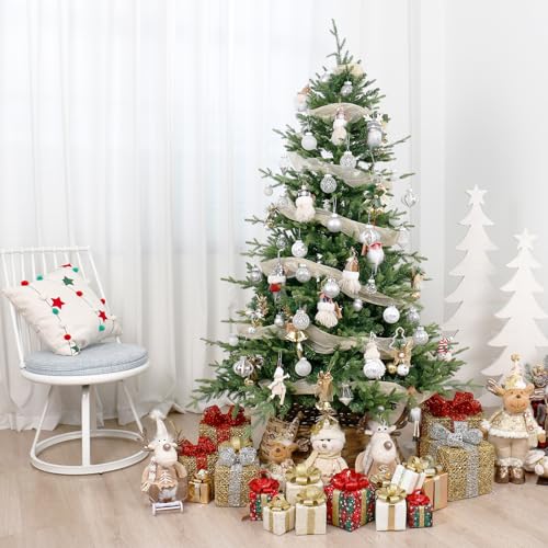 34PCS Silver White Christmas Ball Ornaments Set for Tree Decor (34 Count)