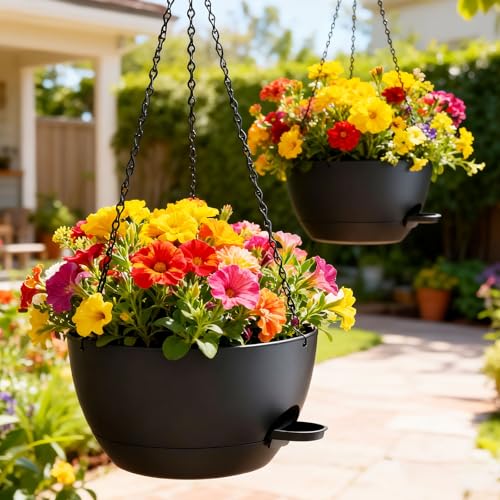 10 Inch Hanging Baskets 2 PC with Chains (2 Count)