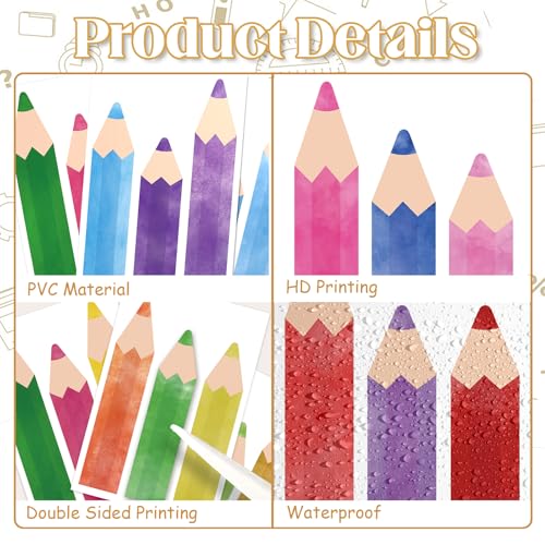 Colored Pencils Window Clings for Glass Windows (27 Count)