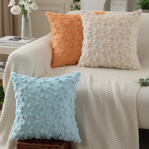 Spring Summer Pillow Covers 18x18 inch Set of 2 Blue Sunflower (2 Count)