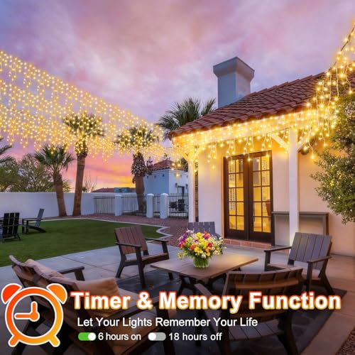 Christmas Lights Outdoor Decorations 400 LED 33ft 8 Modes Curtain Fairy String Light with 75 Drops (41.8 Foot)