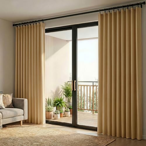 Room Divider Curtains Blackout Floor to Ceiling Curtains with Hook Wall Mount Sliding Door Curtain Ceiling Mount Extra Wide Curtain Wall Divider for Room Separation