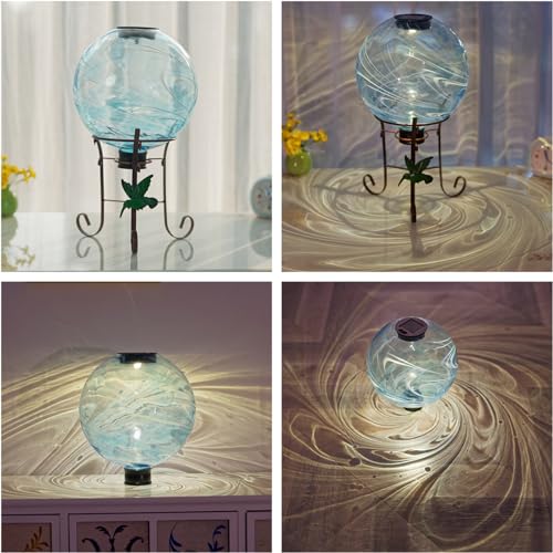 10 Inch Solar Glass Gazing Ball with 9.4" H Metal Stand