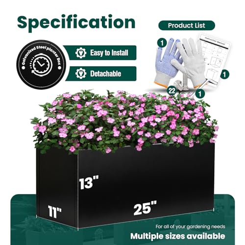 Metal Rectangular Planter 25" L x 11" W x 13" H