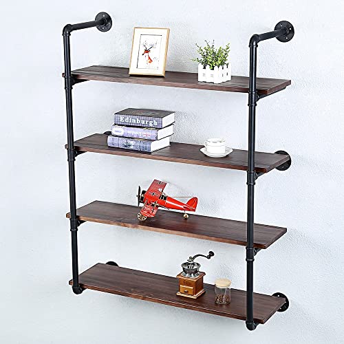 Industrial Pipe Shelves With Wood Planks