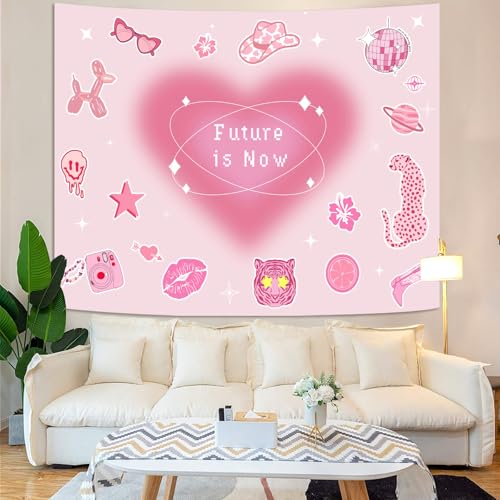 Y2K Tapestry Pink Wall Tapestry