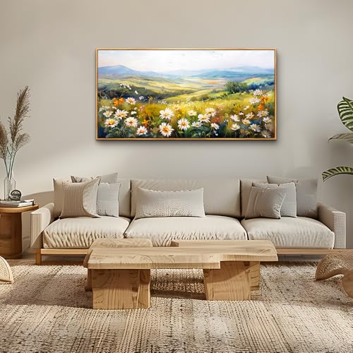 Wood Framed Canvas Wall Art For Living Room Wall Decor For Bedroom Office Wall Decorations Pastoral Scenery Paintings Modern Flowers Pictures Artwork Room Aesthetic Home Decor 20x40 In