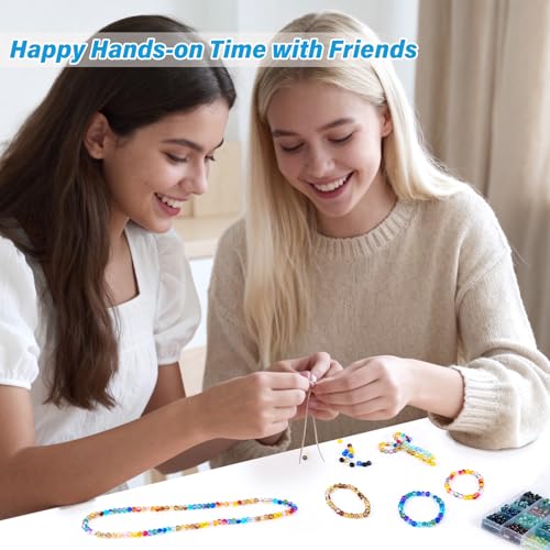 About 1200pcs 6mm Crack Glass Beads Oceanic Blue Bracelet Making Kit (1200 Count)