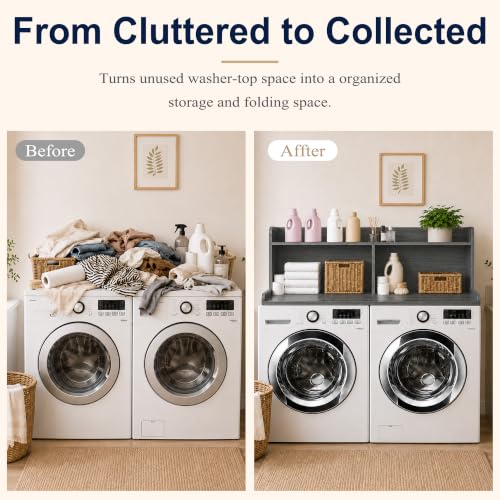 Washer Dryer Countertop with Extra Tall Shelf