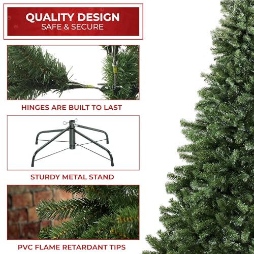 4.5FT Realistic Green Spruce Unlit Artificial Holiday Christmas Tree with Sturdy Metal Stand