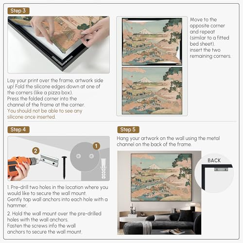 46"x60" Extra Large Framed Wall Art Japanese Ukiyo