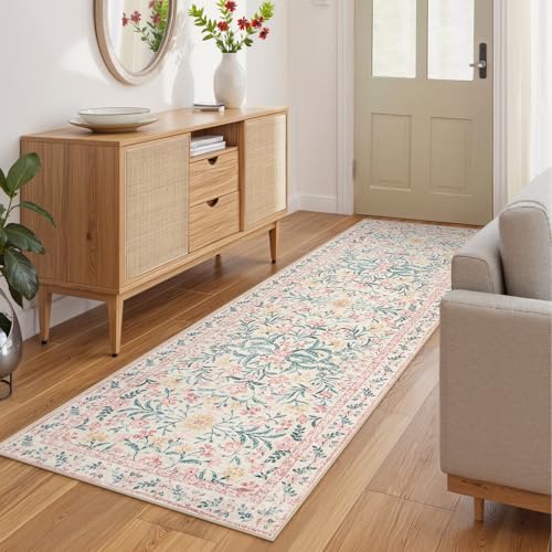 Floral Washable Runner Rug