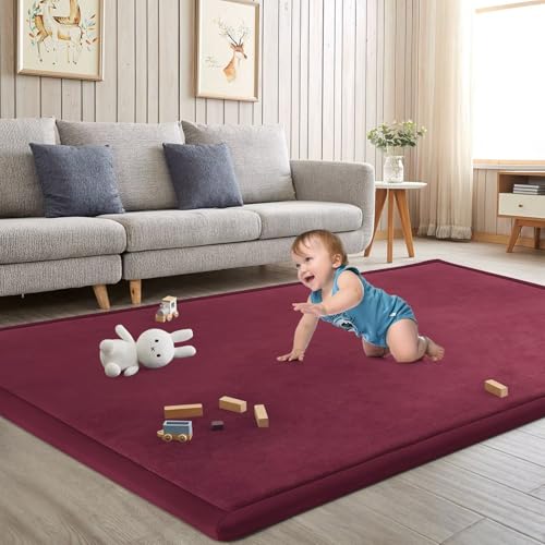 Baby Play Mat for Floor Nursery Muscle Area Rug Playroom Rug 74x50" Memory Foam 1.3" Thick Crawling Mat for Babies