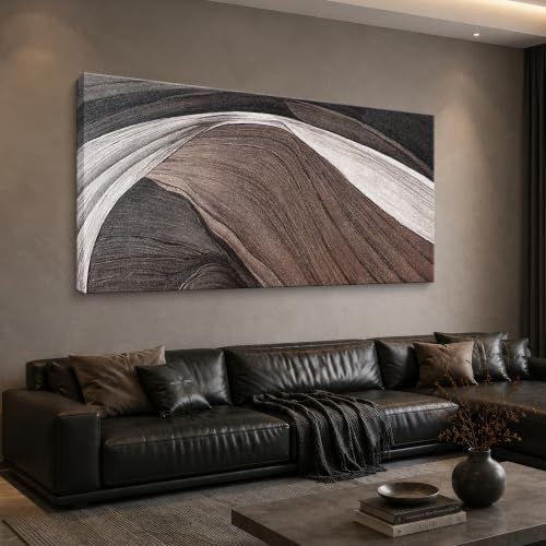 Large Abstract Wall Art For Living Room Pints Black And White Canvas Art Wall Decor Prints Picture Painting Brown Maximalist Decor Artwork For Bedroom Modern Home Wall Decor 29x58 In