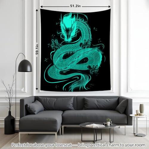 Blacklight Dragon Tapestry Wall Hanging 59.1"x51.2"