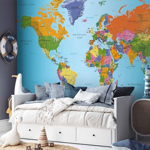 Wall Mural World Map 157x110 in (120.55 Sq Ft)