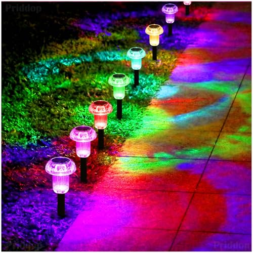 Solar Lights Outdoor Waterproof 8 Pack Garden Decor Color Changing (8 Count)