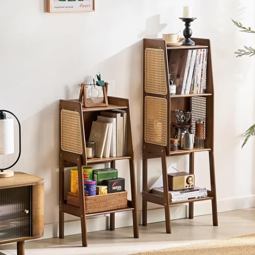Bamboo Rattan Bookcase with Cabinet