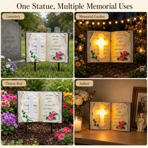 Outdoor Solar Memorial Cross Stakes Lights