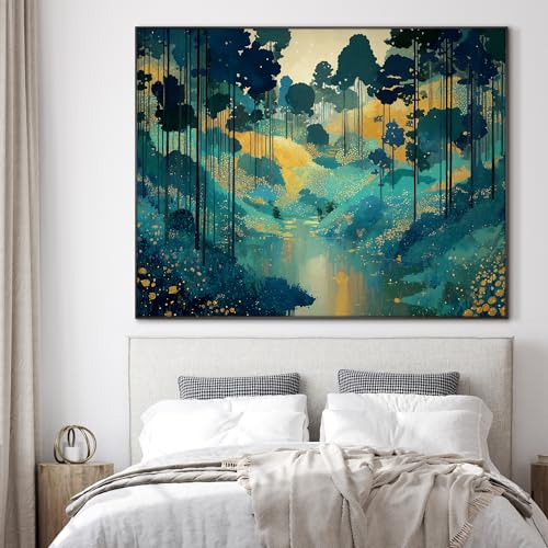 36"x46" Extra Large Framed Wall Art Whimsical Fantasy Forest