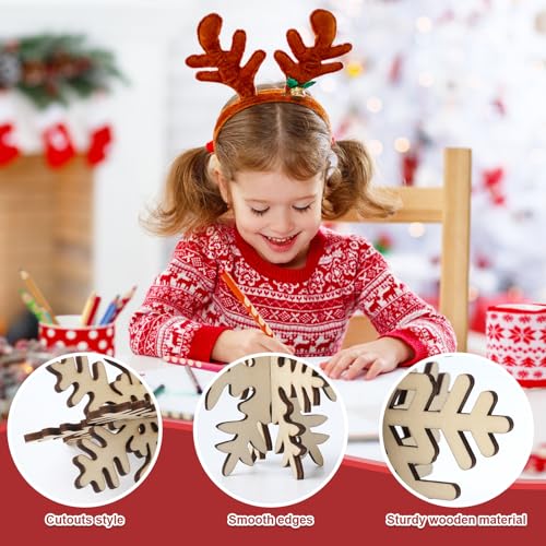 DIY 3D Snowflake Wood Crafts to Paint (24 Count)