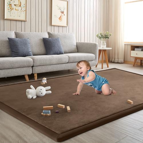 Baby Play Mat for Floor Nursery Rug Muscle Mat Area Rug Playroom Rug 59"x59" Playpen Mat Elastic Foam 1.3" Thick Crawling Mat for Babies