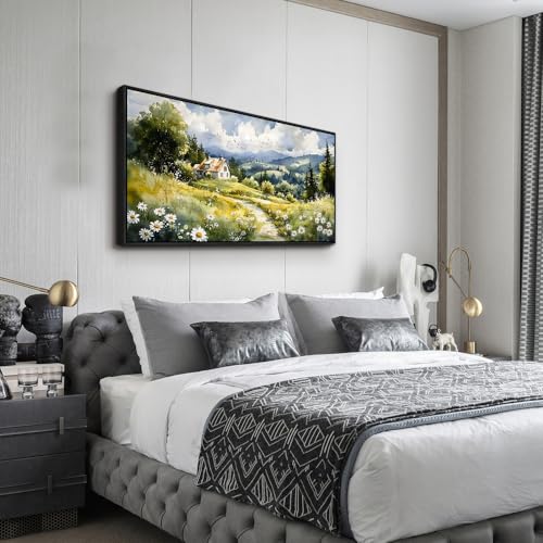 Black Framed Canvas Wall Art For Living Room Wall Decor For Bedroom Office Pastoral Scenery Paintings Modern Wall Pictures Artwork Room Aesthetic Home Decor 20x40 In