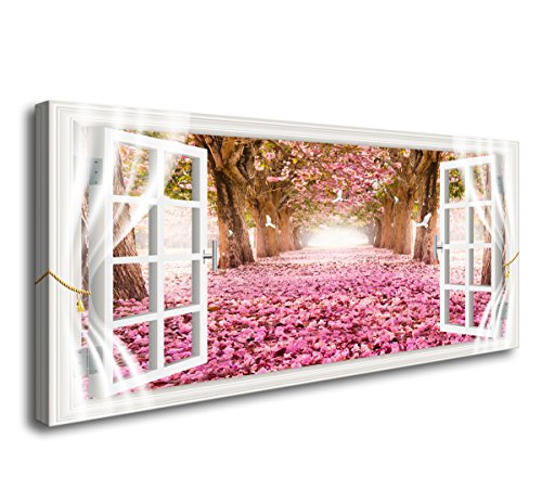 AH40150 Wall Art Trees and Pink Rose Paintings Printed Pictures Stretched and Framed Canvas Paintings Ready to Hang for Home Decorations Wall Decor
