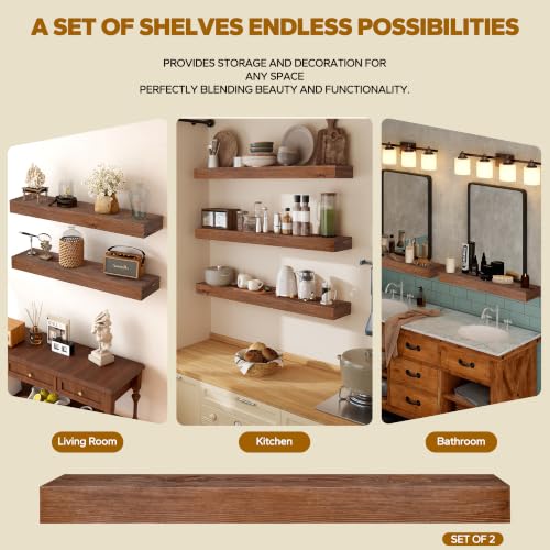 Floating Shelves 3 inch Thick for Wall Set of 2