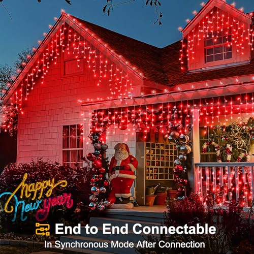 Red Christmas Icicle Lights for Outside