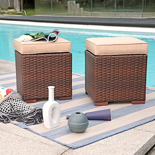 2 Pieces Assembled Outdoor Patio Ottoman